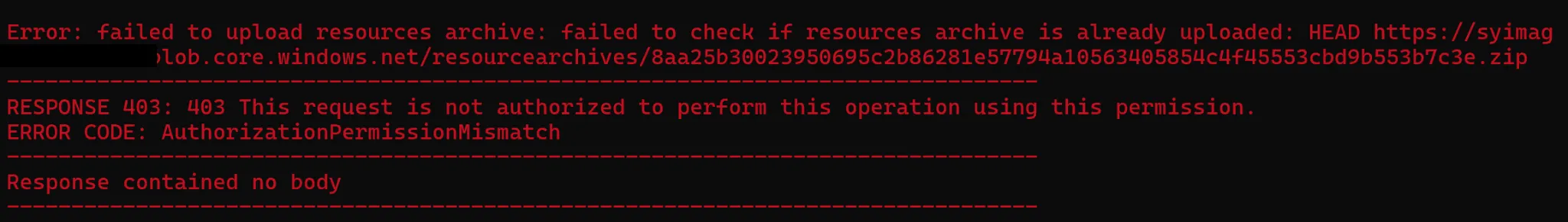 Autobuild fails with AuthorizationPermissionMismatch